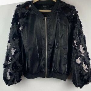 Beulah sequin bomber special occasion oversize glam satin liner going out LG